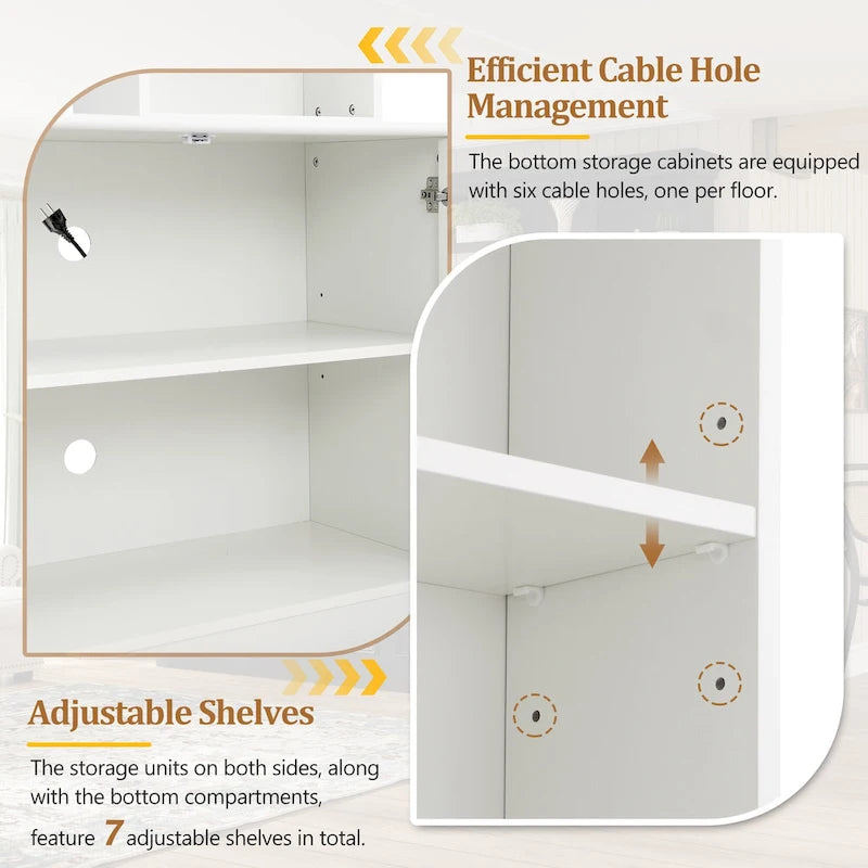 4-Piece Entertainment Center Wall Unit Set with Bridge for TVs Up to 70 , TV Stand W/Adjustable Shelves, Large Media Console