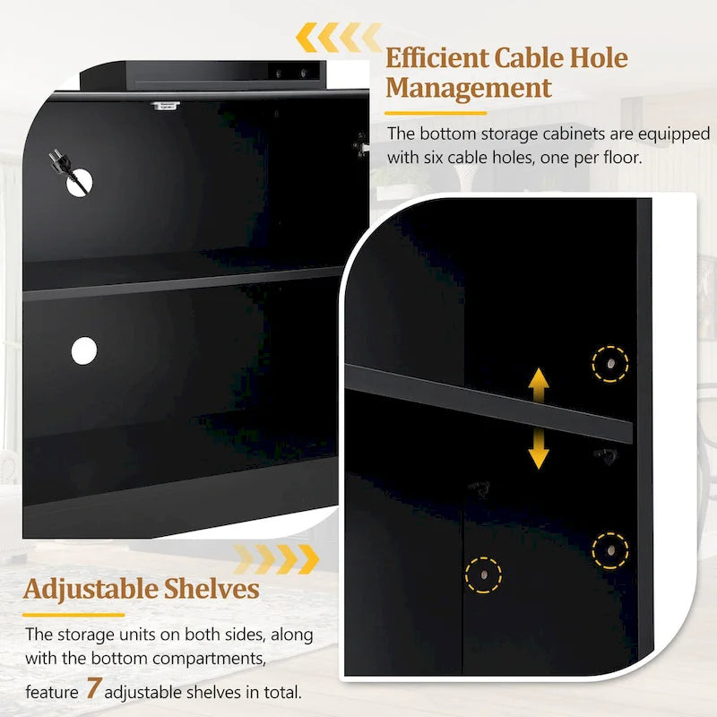 4-Piece Entertainment Center Wall Unit Set with Bridge for TVs Up to 70 , TV Stand W/Adjustable Shelves, Large Media Console