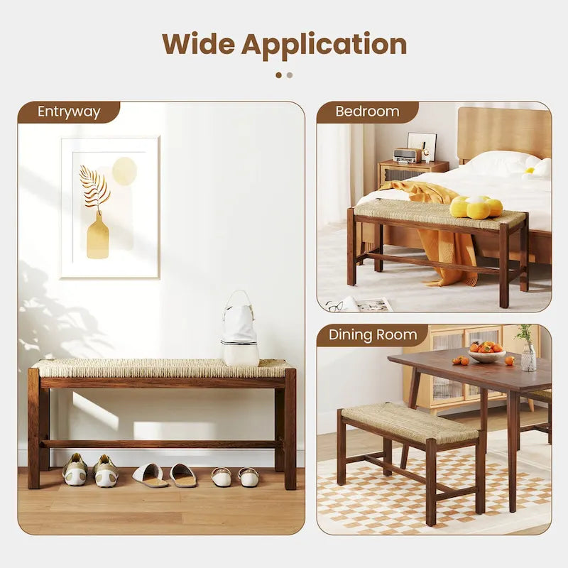 Costway 40  Long Wood Bench Indoor Dining Entryway End of Bed Bench - See Details