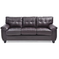 Flared Arm Faux Leather Tufted Straight Sofa - 78  - Brown
