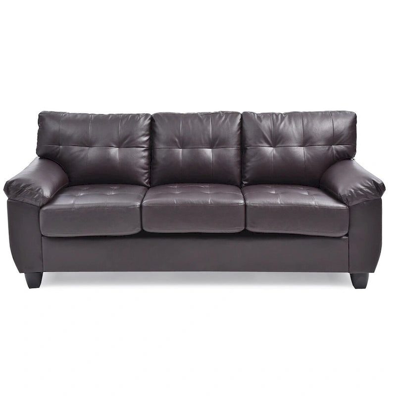 Flared Arm Faux Leather Tufted Straight Sofa - 78  - Brown