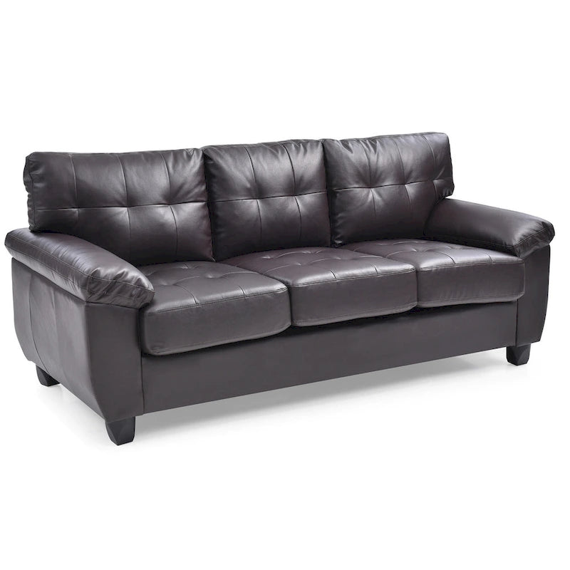 Flared Arm Faux Leather Tufted Straight Sofa - 78  - Brown