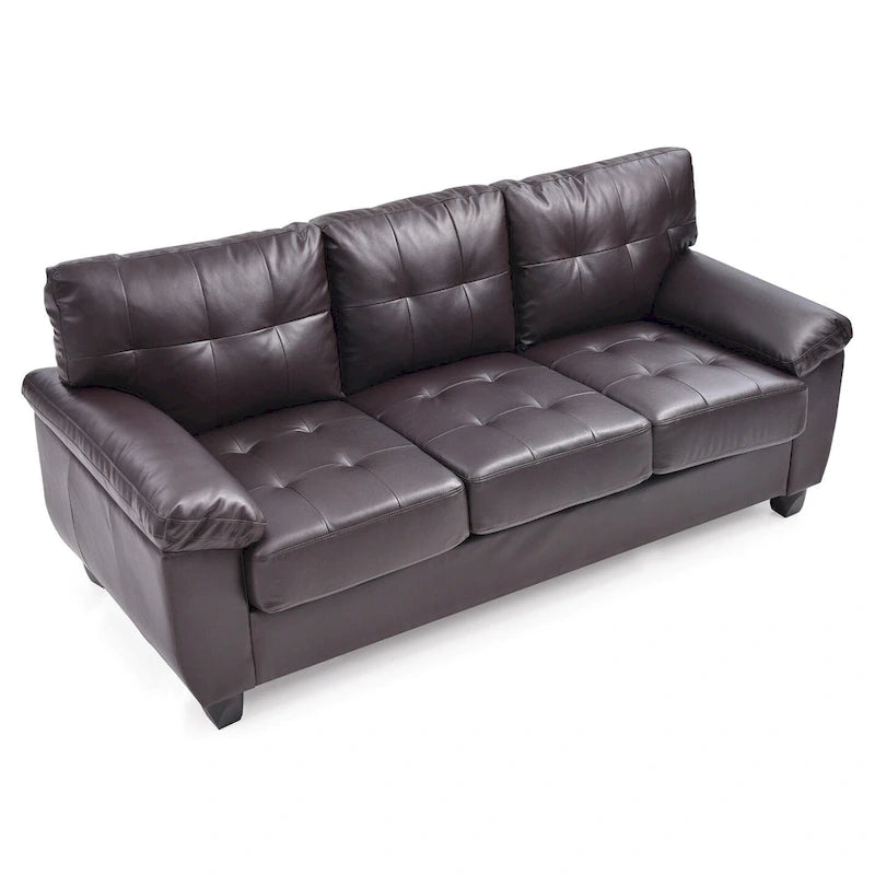 Flared Arm Faux Leather Tufted Straight Sofa - 78  - Brown