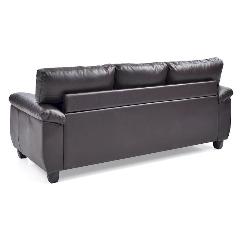 Flared Arm Faux Leather Tufted Straight Sofa - 78  - Brown