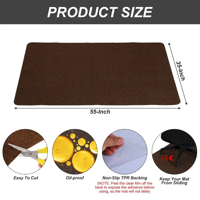 55 Inches x 35 Inches Office Chair Mat for Hardwood Floors