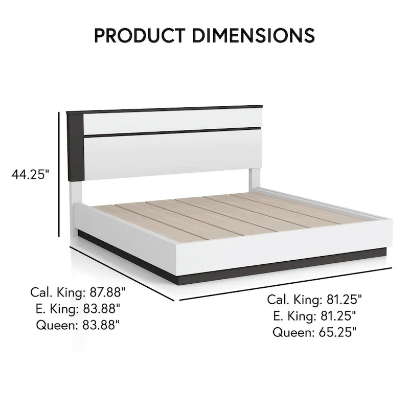 Furniture of America Conjira Modern 2-Piece White Wood Platform Bed and Nightstand Set