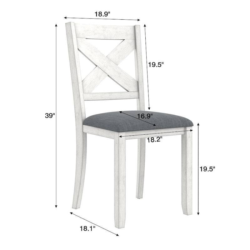 VECELO Solid Wood Dining Chairs with Linen Fabric Seating, Dining Chairs Set of 2/4/6