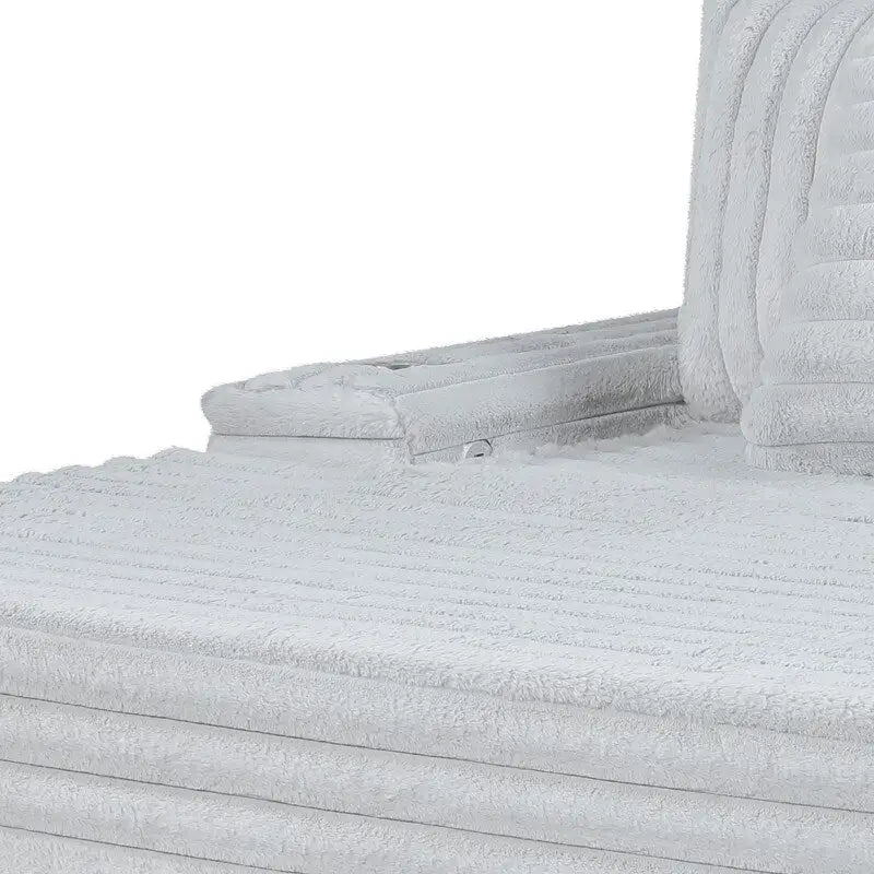 Symphony 67 W Corduroy Oversized Sofa Chaise Lounge Chair with Cupholders and USB Charging Port