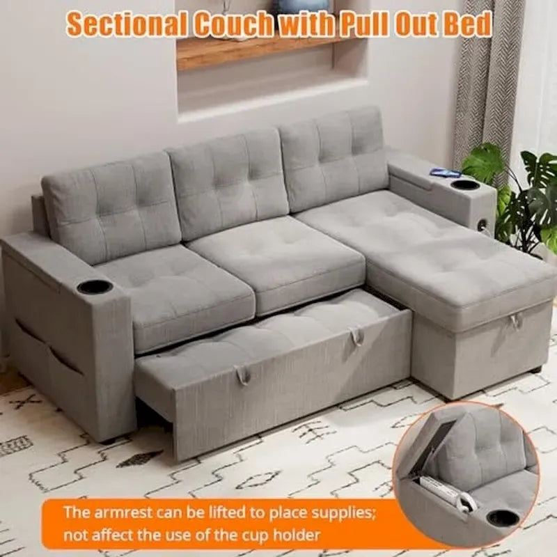 Versatile L-Shaped Sofa Bed with Pull-Out Sleeper