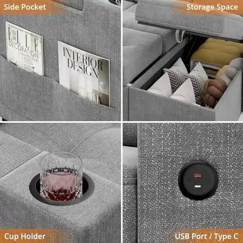 Versatile L-Shaped Sofa Bed with Pull-Out Sleeper