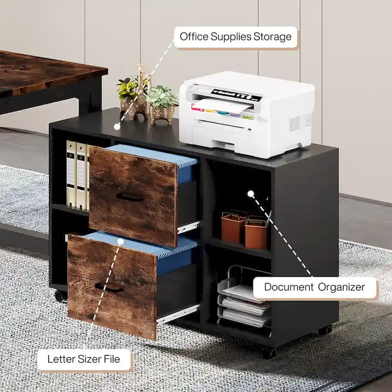 63  L-Shaped Executive Desk with 40  File Drawer Cabinet