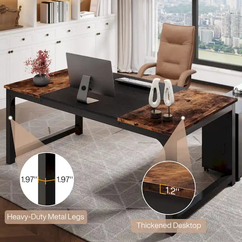 63  L-Shaped Executive Desk with 40  File Drawer Cabinet