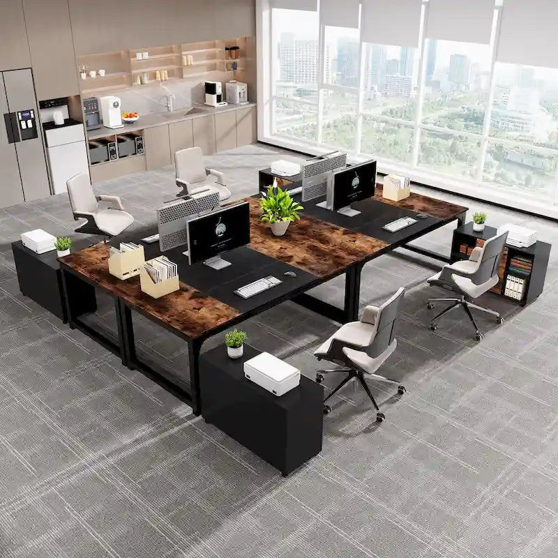 63  L-Shaped Executive Desk with 40  File Drawer Cabinet