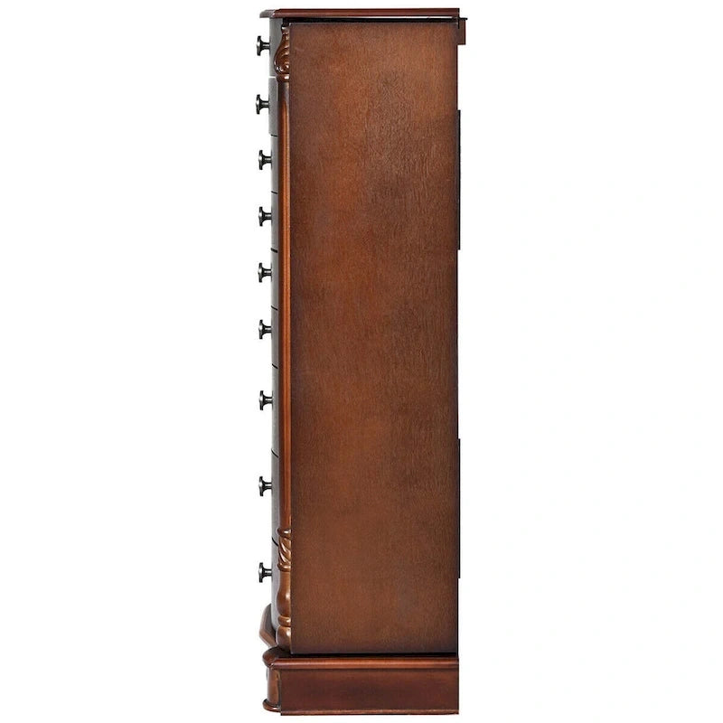 Costway Wood Jewelry Cabinet Storage Chest Stand Organizer Necklace