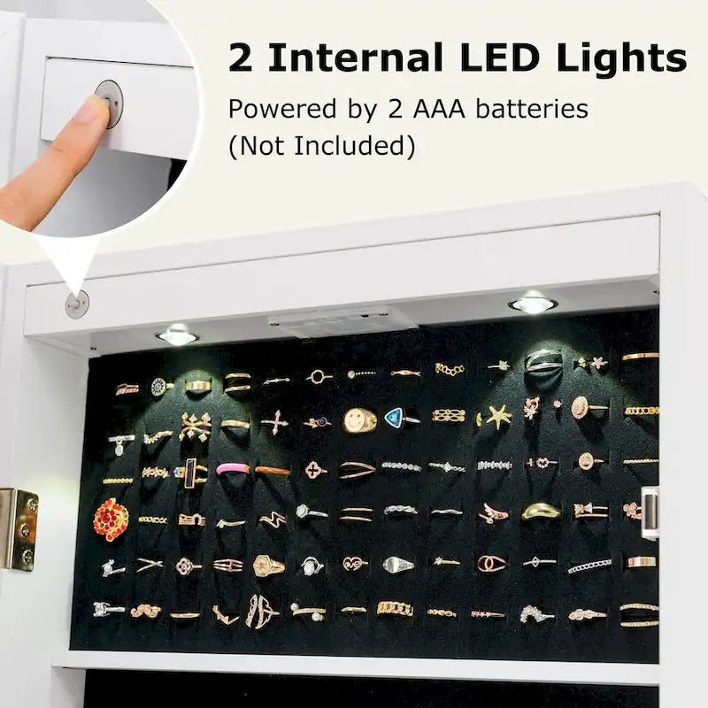 Costway Lockable Mirrored Jewelry Cabinet Armoire Organizer Storage - See Details