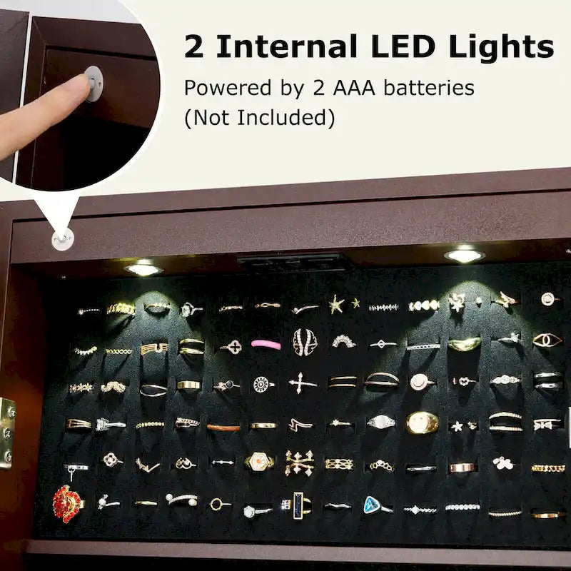 Costway Lockable Mirrored Jewelry Cabinet Armoire Organizer Storage - See Details