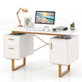 Costway 51  Home Office Desk with Floating Desktop Dual Drawers