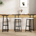 27H Barstool Set of 3 Wooden Round Bar Stools with Footrest, Easy Assembly, for Dining Room, Kitchen