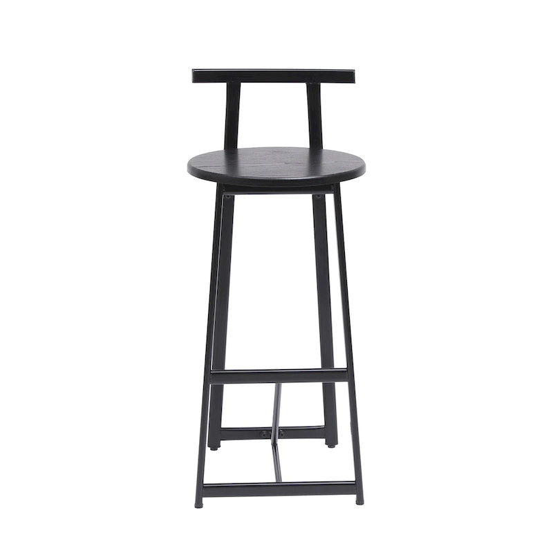 27H Barstool Set of 3 Wooden Round Bar Stools with Footrest, Easy Assembly, for Dining Room, Kitchen