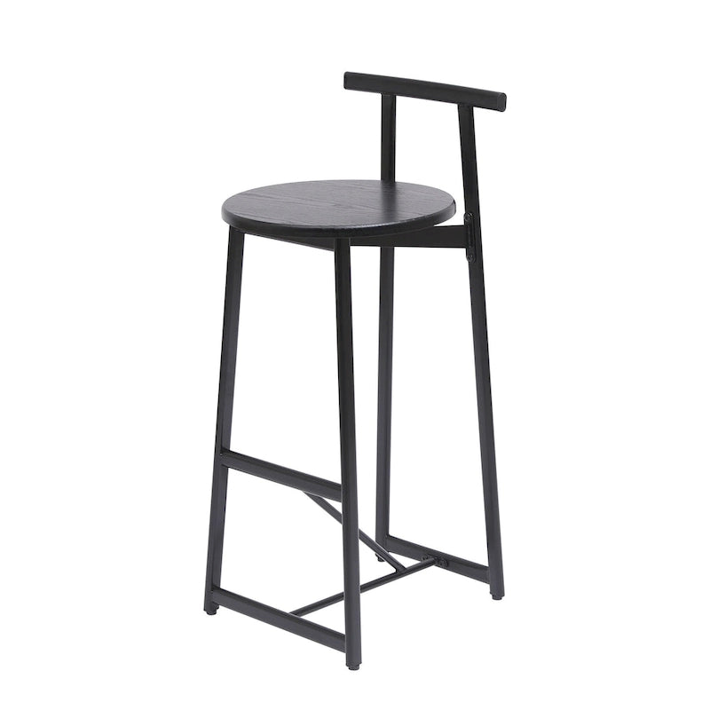 27H Barstool Set of 3 Wooden Round Bar Stools with Footrest, Easy Assembly, for Dining Room, Kitchen