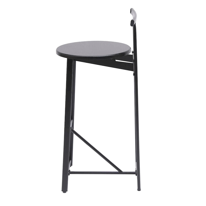27H Barstool Set of 3 Wooden Round Bar Stools with Footrest, Easy Assembly, for Dining Room, Kitchen