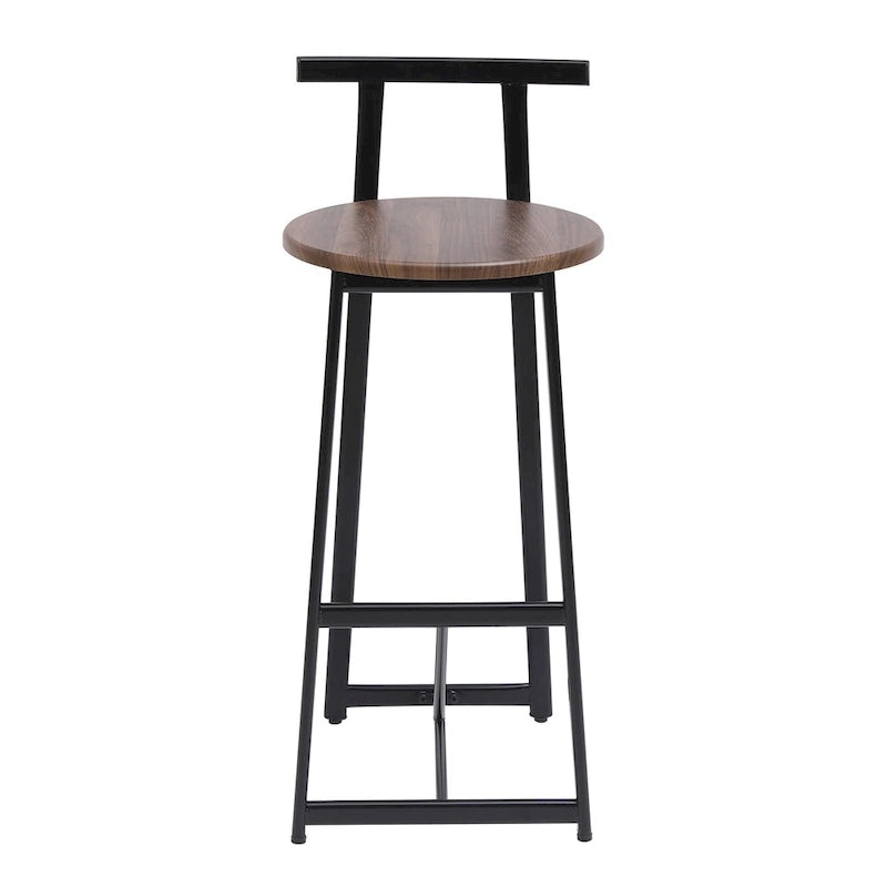 27H Barstool Set of 3 Wooden Round Bar Stools with Footrest, Easy Assembly, for Dining Room, Kitchen