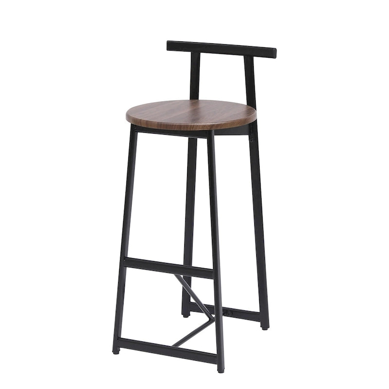 27H Barstool Set of 3 Wooden Round Bar Stools with Footrest, Easy Assembly, for Dining Room, Kitchen