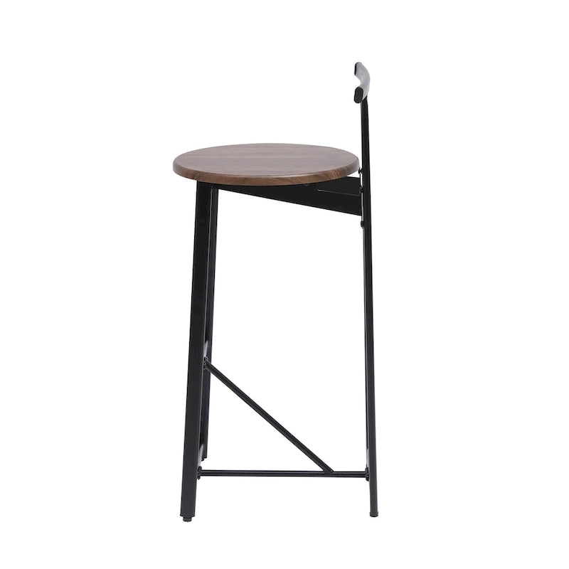 27H Barstool Set of 3 Wooden Round Bar Stools with Footrest, Easy Assembly, for Dining Room, Kitchen