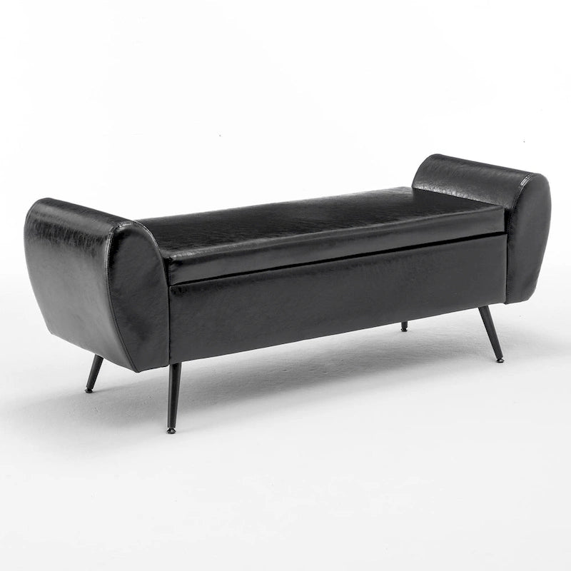 Upholstered 56 W Flip Top Storage Bench with arms