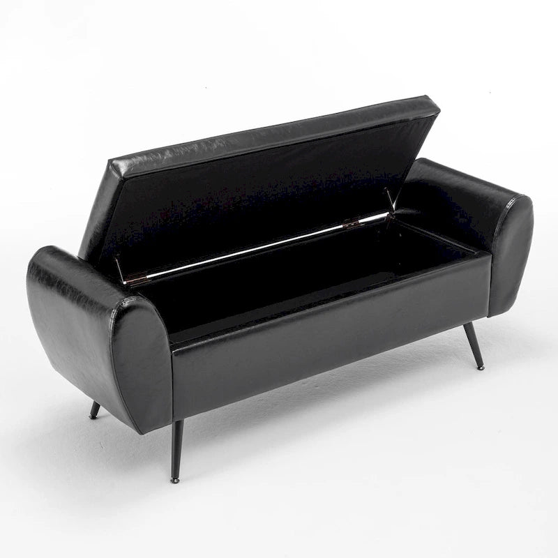 Upholstered 56 W Flip Top Storage Bench with arms