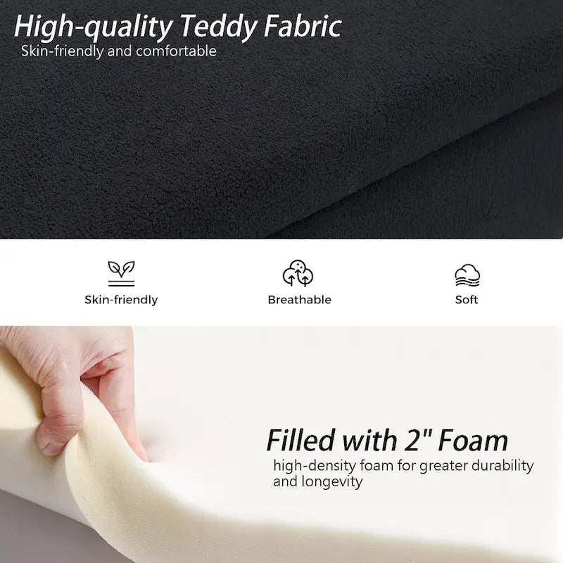 Upholstered 56 W Flip Top Storage Bench with arms