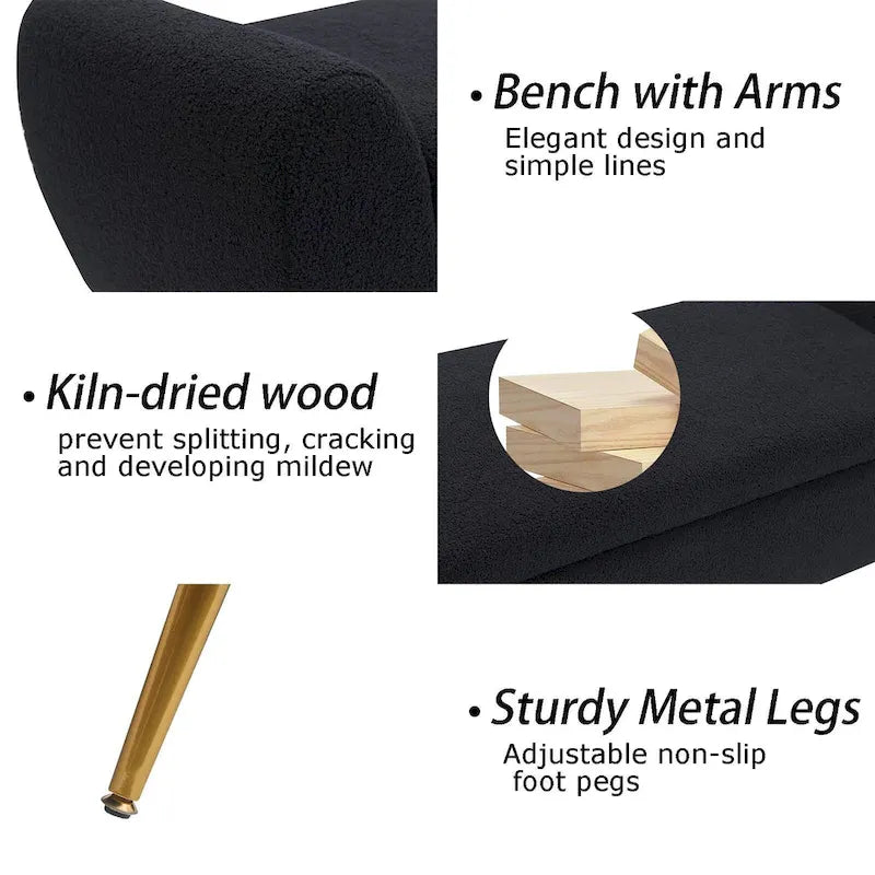 Upholstered 56 W Flip Top Storage Bench with arms