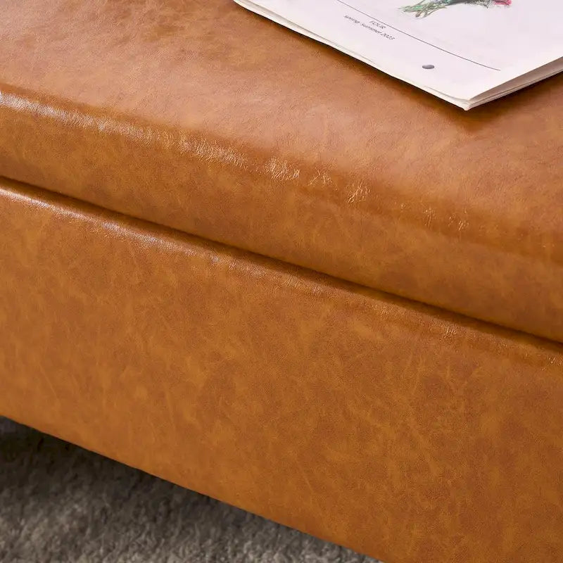 Upholstered 56 W Flip Top Storage Bench with arms