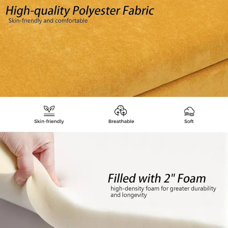 Upholstered 56 W Flip Top Storage Bench with arms