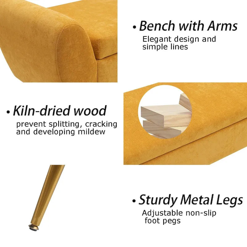 Upholstered 56 W Flip Top Storage Bench with arms