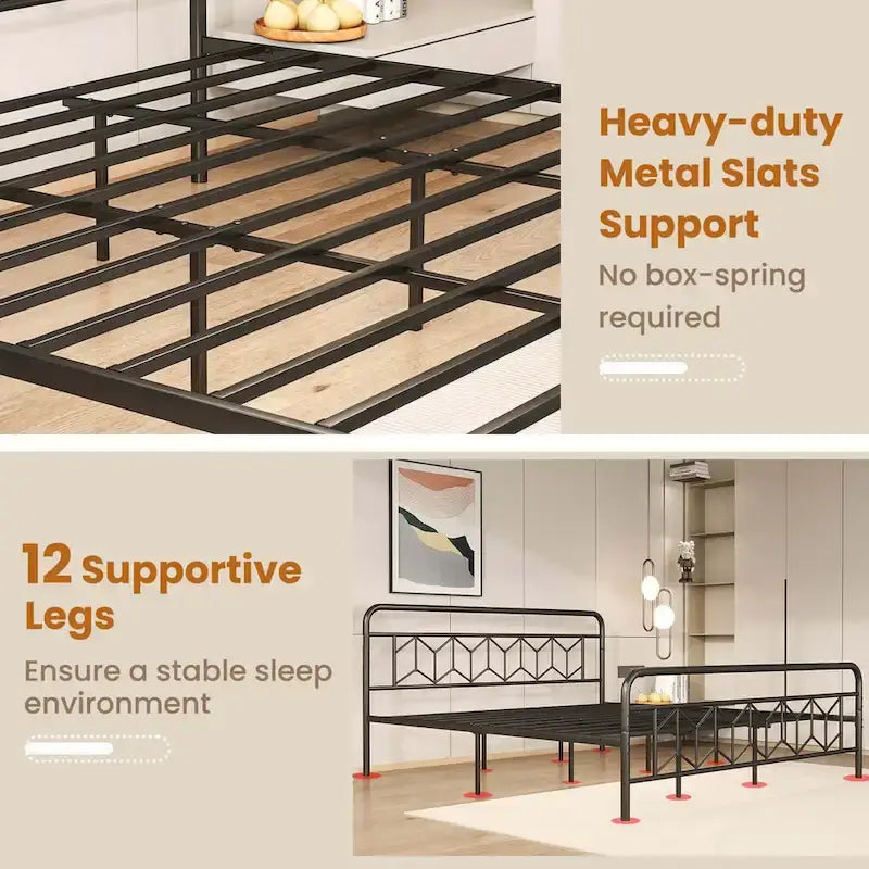 Costway Twin/Full/Queen/King Size Bed Frame Mattress Foundation with