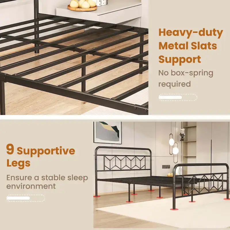 Costway Twin/Full/Queen/King Size Bed Frame Mattress Foundation with