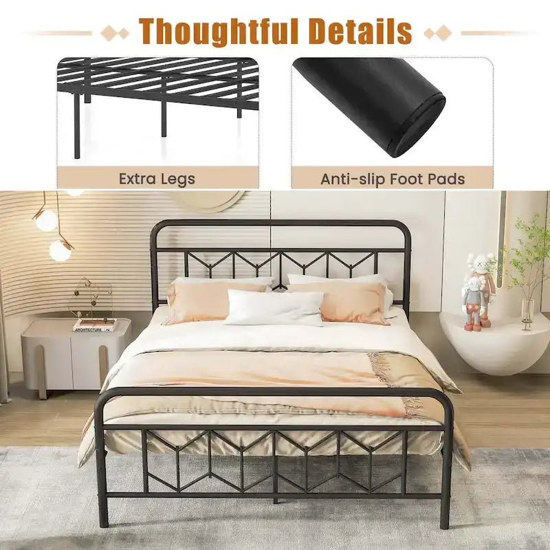 Costway Twin/Full/Queen/King Size Bed Frame Mattress Foundation with