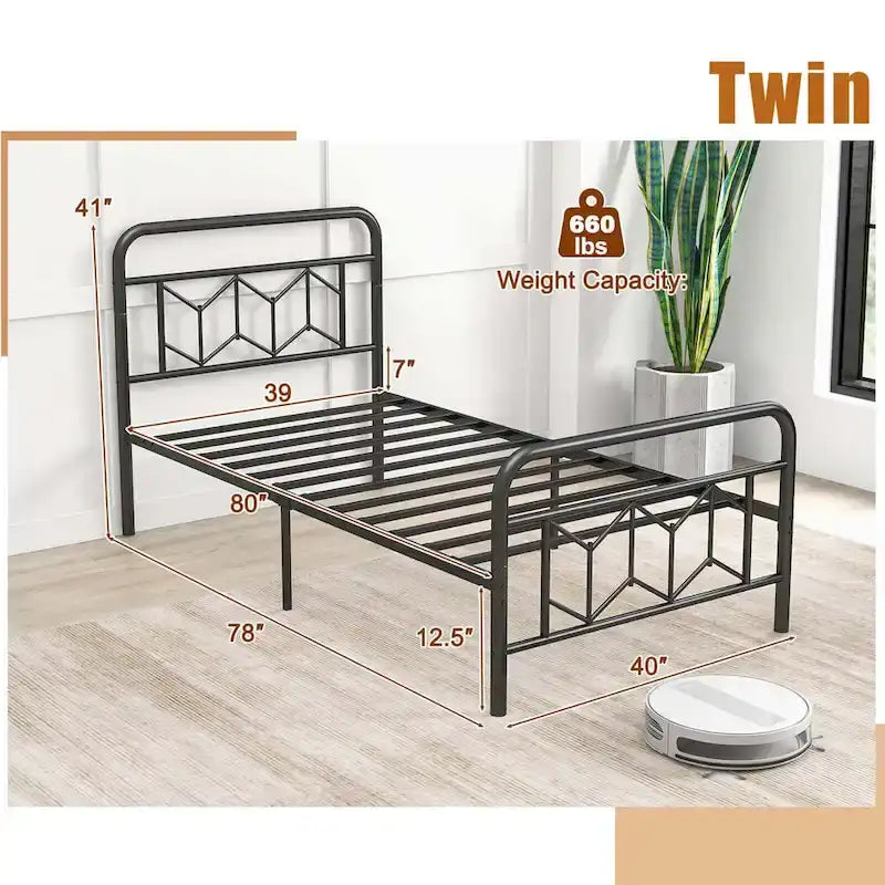 Costway Twin/Full/Queen/King Size Bed Frame Mattress Foundation with