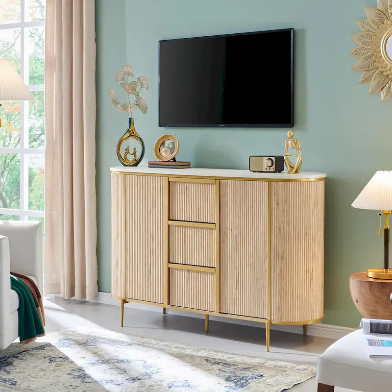 54  Modern Fluted Buffet Cabinet, Buffet Table, Coffee/Wine Bar