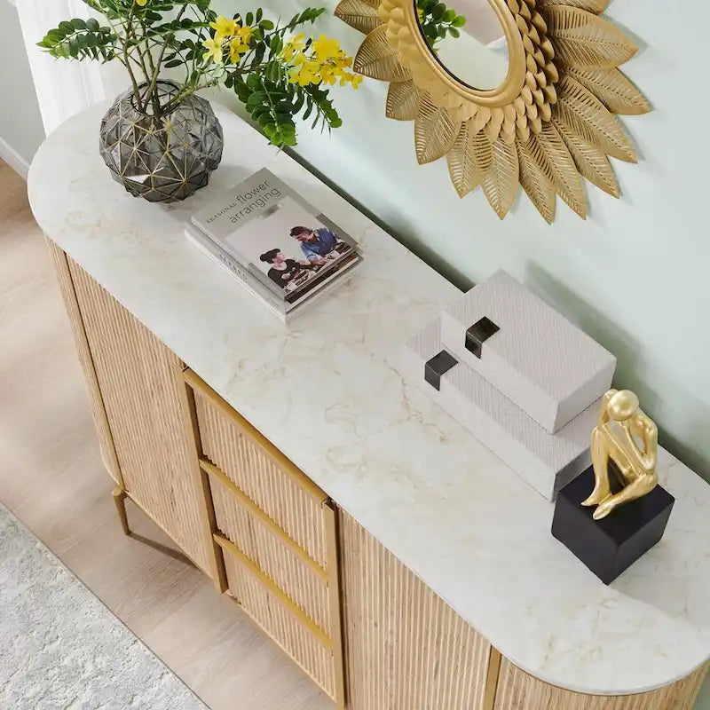 54  Modern Fluted Buffet Cabinet, Buffet Table, Coffee/Wine Bar