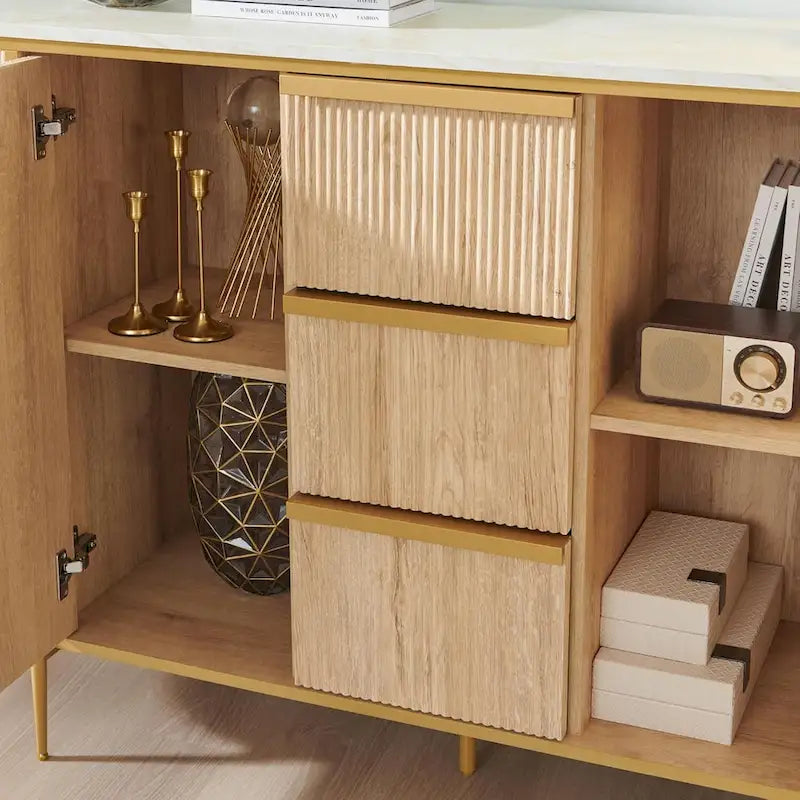 54  Modern Fluted Buffet Cabinet, Buffet Table, Coffee/Wine Bar