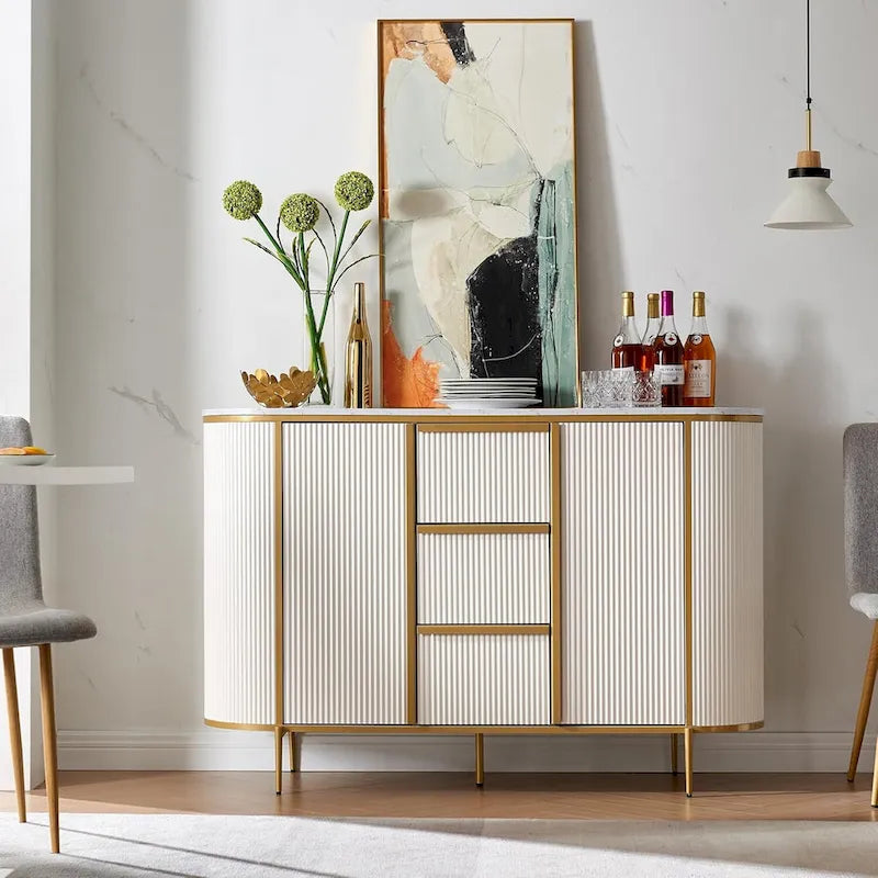 54  Modern Fluted Buffet Cabinet, Buffet Table, Coffee/Wine Bar