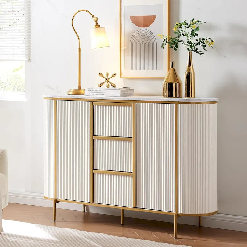 54  Modern Fluted Buffet Cabinet, Buffet Table, Coffee/Wine Bar