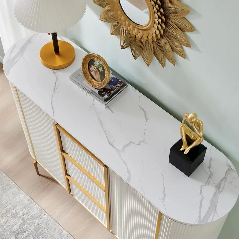 54  Modern Fluted Buffet Cabinet, Buffet Table, Coffee/Wine Bar