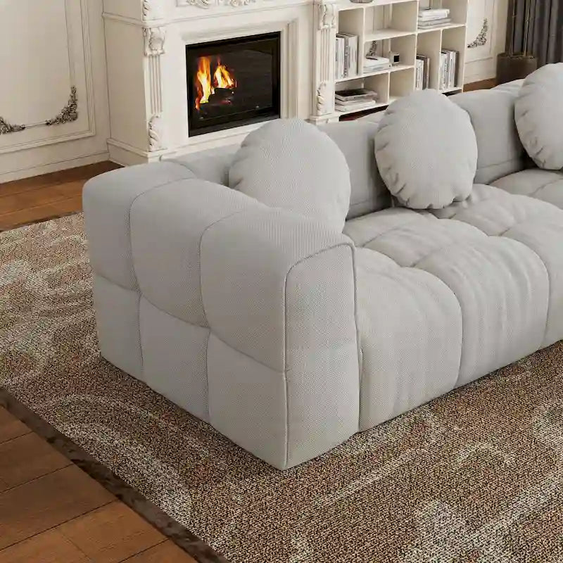 103  Chenille L-Shaped Sectional Sofa with Left Recliner, 3 Pillows and Modular Design