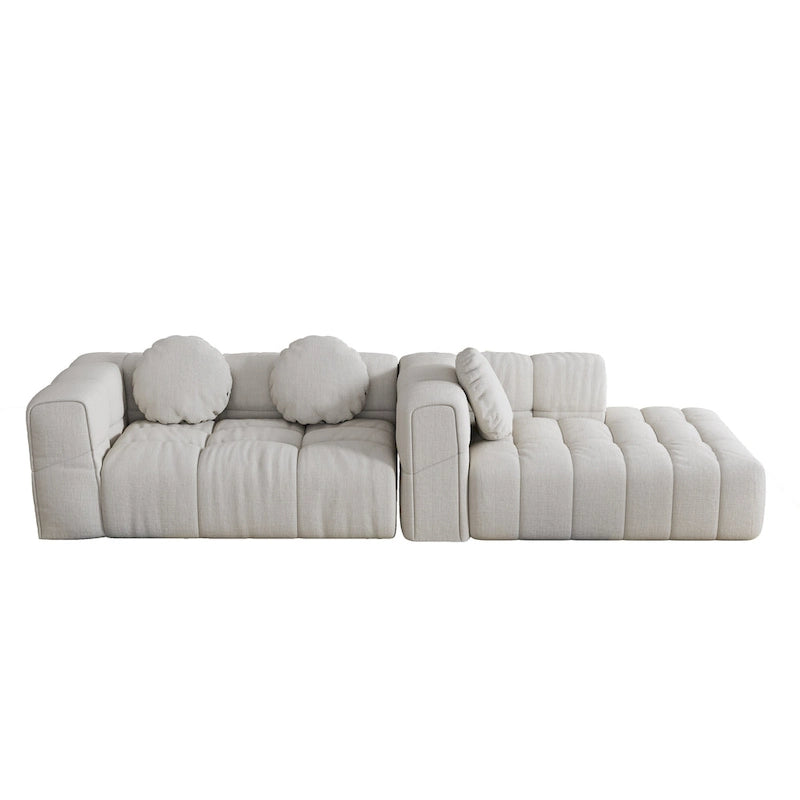 103  Chenille L-Shaped Sectional Sofa with Left Recliner, 3 Pillows and Modular Design