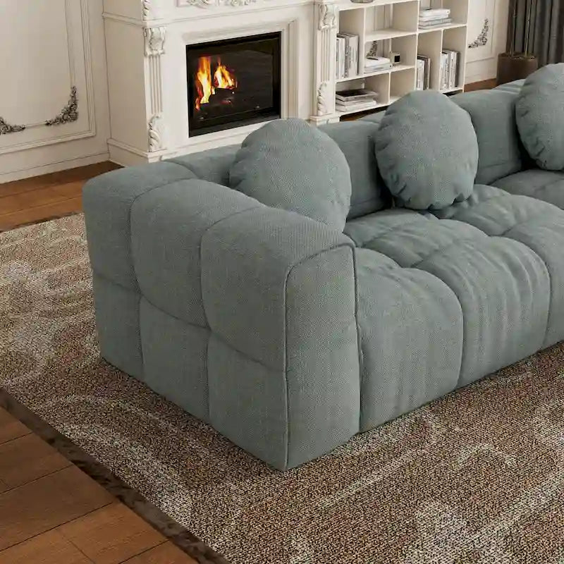103  Chenille L-Shaped Sectional Sofa with Left Recliner, 3 Pillows and Modular Design