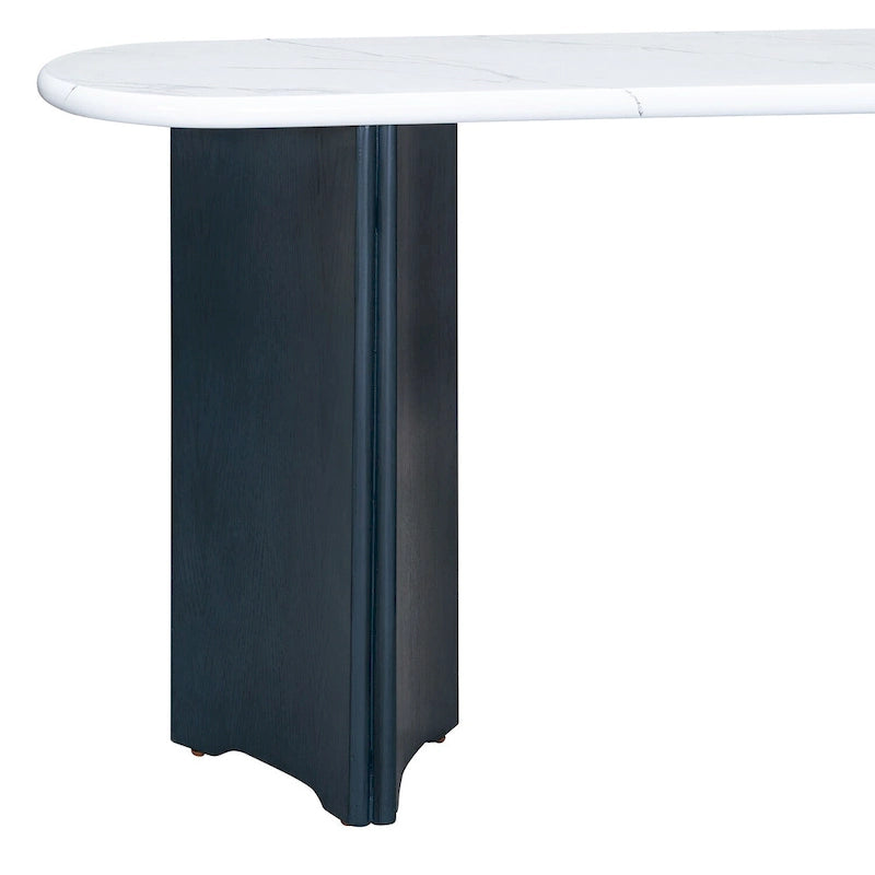 Entryway Console Table, Table with Oval Faux Marble Top for Entrance