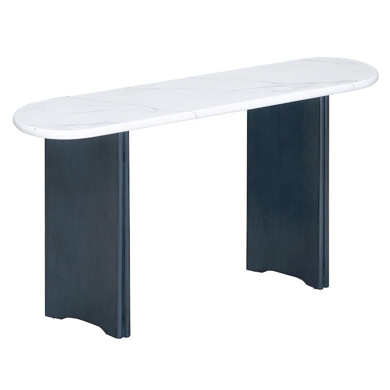 Entryway Console Table, Table with Oval Faux Marble Top for Entrance
